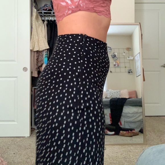 COPY - Black Polka Dot Midi Skirt w/ Slit - Picture 5 of 5